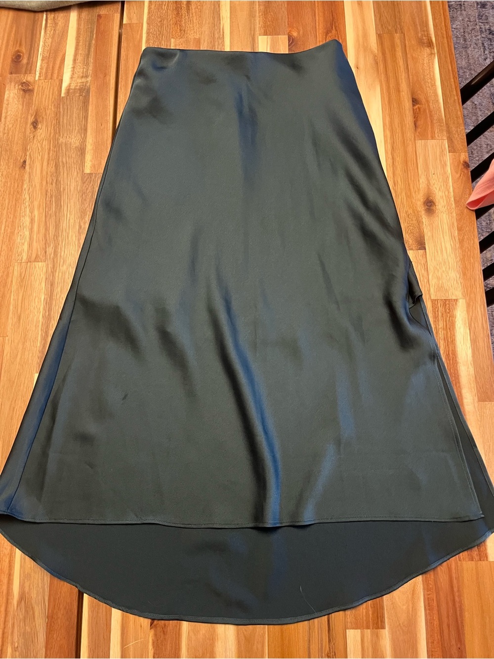 Abercrombie & Fitch Dark Green Midi Satin Skirt